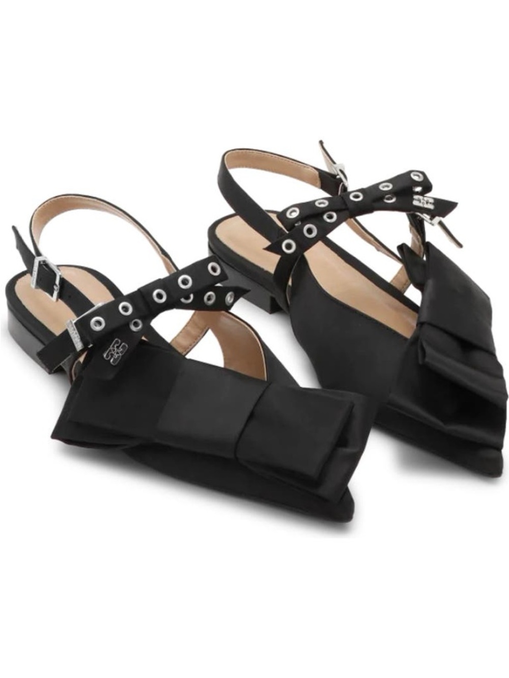 NWT Ganni Black Bow-Accent
Slingback Flats